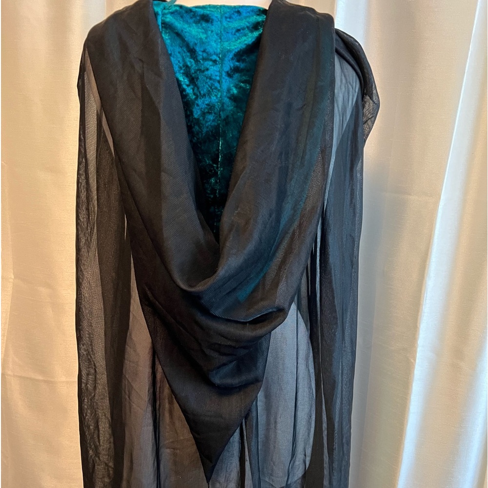 Costume! Sheer hooded cape with contrast lined hood and trim. Size S to M